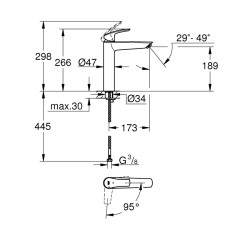 Grohe Eurosmart Tek Kumandalı Lavabo Bataryası Xl - Boyut - 24164003 - 2