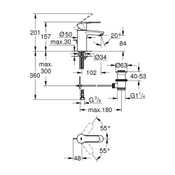 Grohe Eurostyle Cosmopolitan Tek Kumandalı Lavabo Bataryası S-Boyut - 3355220E - 2