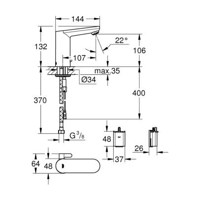 Grohe Get E Fotoselli Lavabo Bataryası - 36366001 - 2