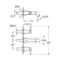 Grohe Grandera 3 Delikli Lavabo Bataryası 1/2' S-Boyut - 20414Ig0 - 2