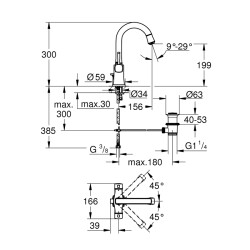 Grohe Grandera Tek Delikli Lavabo Bataryası 1/2' L-Boyut - 21107000 - 2