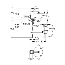 Grohe Grandera Tek Kumandalı Bide Bataryası 1/2' M-Boyut - 23315000 - 2