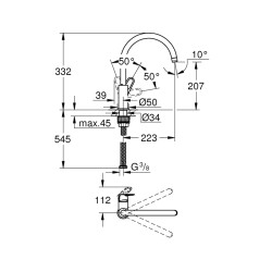 Grohe Grohe Bauflow Tek Kumandalı Eviye Bataryası - 31538001 - 2