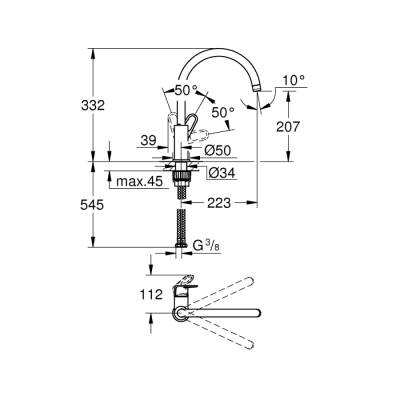 Grohe Grohe Bauflow Tek Kumandalı Eviye Bataryası - 31538001 - 2