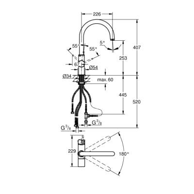 Grohe Grohe Blue Tek Kumandalı Eviye Bataryası 1/2', Tek Akış - 33251000 - 2