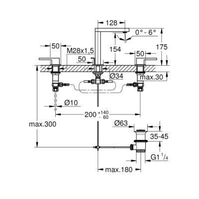 Grohe Grohe Plus 3 Delikli Lavabo Bataryası 1/2' M-Boyut - 20301003 - 2