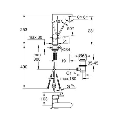 Grohe Grohe Plus Tek Kumandalı Lavabo Bataryası 1/2' L-Boyut - 23843003 - 2