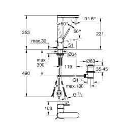 Grohe Grohe Plus Tek Kumandalı Lavabo Bataryası 1/2' L-Boyut - 23843Al3 - 2