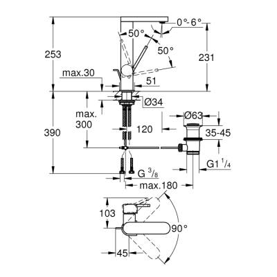 Grohe Grohe Plus Tek Kumandalı Lavabo Bataryası 1/2' L-Boyut - 23851003 - 2