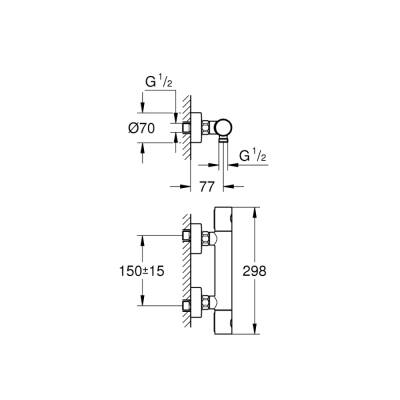 Grohe Grohtherm 1000 Cosmopolitan M Termostatik Duş Bataryası - 34065Al2 - 2