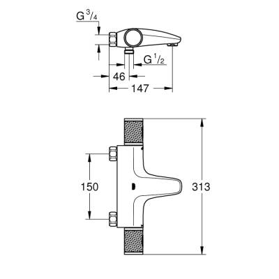 Grohe Grohtherm 1000 Performance Termostatik Banyo Bataryası - 34780000 - 2