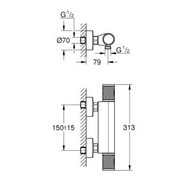 Grohe Grohtherm 1000 Performance Termostatik Duş Bataryası - 34776000 - 2