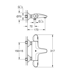 Grohe Grohtherm 1000 Termostatik Banyo Bataryası - 34155003 - 2