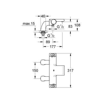 Grohe Grohtherm 2000 Termostatik Banyo Bataryası - 34176001 - 2