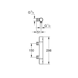 Grohe Grohtherm 800 Cosmopolitan Termostatik Duş Bataryası - 34767000 - 2