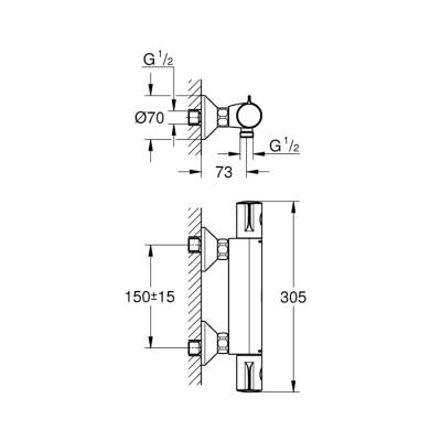 Grohe Grohtherm 800 Termostatik Duş Bataryası - 34558000 - 2