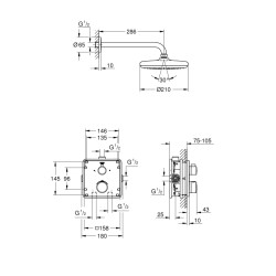 Grohe Grohtherm Duş Seti, Tempesta 210 Tepe Duşu İle - 34728000 - 2