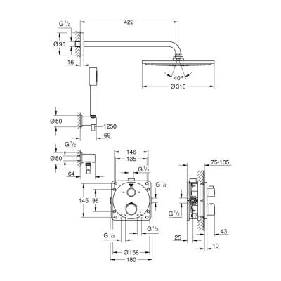 Grohe Grohtherm Rainshower Cosmopolitan 310 Duş Seti - 34731000 - 2