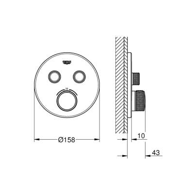 Grohe Grohtherm Smartcontrol Çift Valfli Akış Kontrollü, Ankastre Termostatik Duş Bataryası - 29119000 - 2