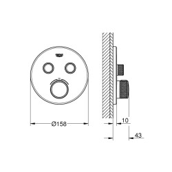 Grohe Grohtherm Smartcontrol Çift Valfli Akış Kontrollü, Ankastre Termostatik Duş Bataryası - 29119Dl0 - 2