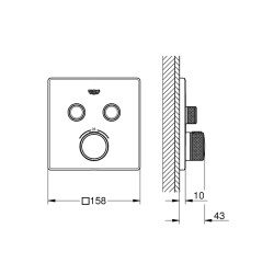 Grohe Grohtherm Smartcontrol Çift Valfli Akış Kontrollü, Ankastre Termostatik Duş Bataryası - 29124Dc0 - 2