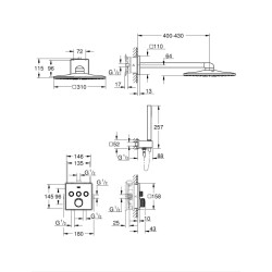 Grohe Grohtherm Smartcontrol Rainshower Smartactive 310 Cube Duş Seti - 34804000 - 2