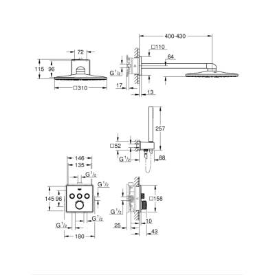 Grohe Grohtherm Smartcontrol Rainshower Smartactive 310 Cube Duş Seti - 34804000 - 2