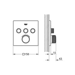 Grohe Grohtherm Smartcontrol Üç Valfli Akış Kontrollü, Ankastre Termostatik Duş Bataryası - 29126Al0 - 2