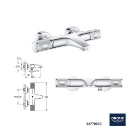 Grohe Grohtherm Termostatik Banyo Bataryası Seti 15 - 2