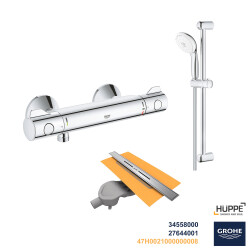 Grohe Grotherm Banyo Duş Seti + Hüppe Galata X Duş Kanalı -16 - 1