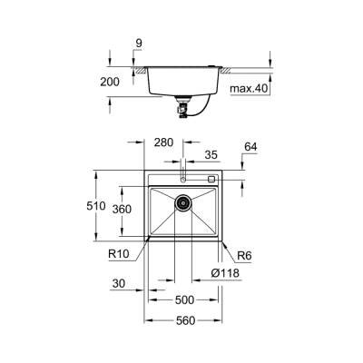 Grohe K700 Kompozit Eviye - 31651At0 - 2