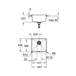 Grohe K700 Tezgahaltı Kompozit Eviye - 31653Ap0 - 2