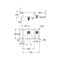 Grohe K700 Tezgahaltı Paslanmaz Çelik Eviye - 31575Sd1 - 2