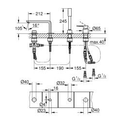 Grohe Lineare Dört Delikli Küvet Bataryası - 19577Dc1 - 2