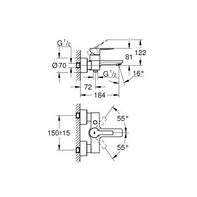 Grohe Lineare Tek Kumandalı Banyo Bataryası - 33849001 - 2