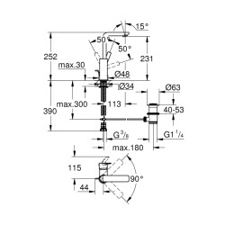 Grohe Lineare Tek Kumandalı Lavabo Bataryası 1/2' L-Boyut - 23296001 - 2