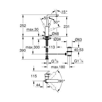 Grohe Lineare Tek Kumandalı Lavabo Bataryası 1/2' L-Boyut - 23296001 - 2