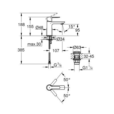 Grohe Lineare Tek Kumandalı Lavabo Bataryası 1/2' Xs-Boyut - 23791Al1 - 2