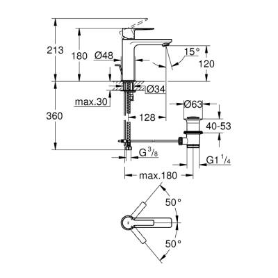 Grohe Lineare Tek Kumandalı Lavabo Bataryası S-Boyut - 32114Al1 - 2