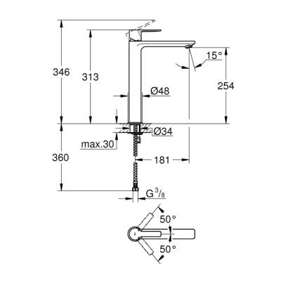 Grohe Lineare Tek Kumandalı Lavabo Bataryası Xl-Boyut - 23405Al1 - 2