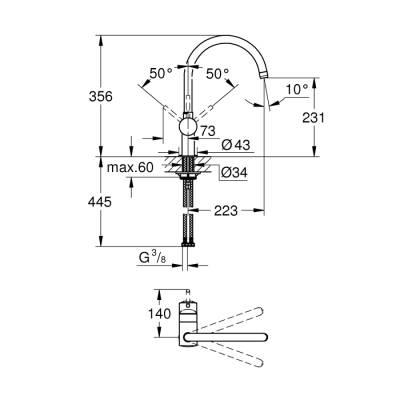 Grohe Minta Tek Kumandalı Eviye Bataryası - 32917Al0 - 2