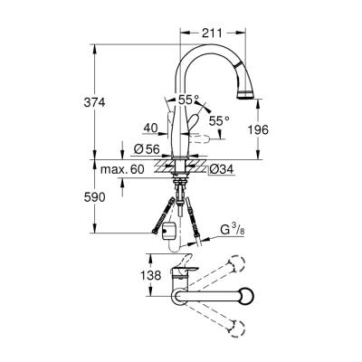 Grohe Parkfield Tek Kumandalı Eviye Bataryası - 30215Dc1 - 2