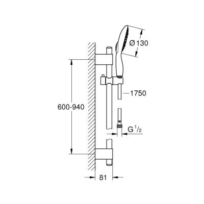 Grohe Power&Soul 130 Sürgülü Duş Seti 4+ Akışlı - 27738000 - 2