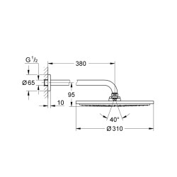 Grohe Rainshower Cosmopolitan 310 Tepe Duşu Seti 380 Mm, Tek Akışlı - 26066Gn0 - 2