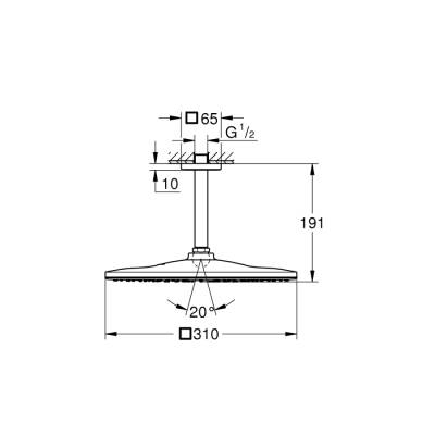 Grohe Rainshower Mono 310 Cube Tepe Duşu Seti 142 Mm, Tek Akışlı - 26566Gn0 - 2