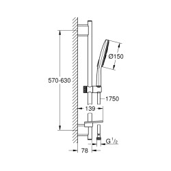 Grohe Rainshower Smartactive 150 Sürgülü Duş Seti 3 Akışlı - 26592000 - 2