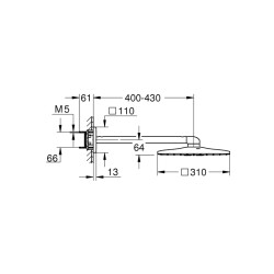 Grohe Rainshower Smartactive 310 Cube Tepe Duşu Seti 430 Mm, 2 Akışlı - 26479Al0 - 2