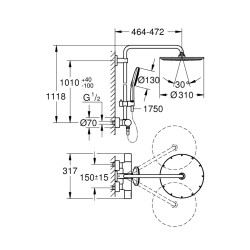 Grohe Rainshower Smartactive 310 Duvara Monte Termostatik Bataryalı Duş Sistemi - 27968001 - 1