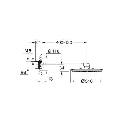 Grohe Rainshower Smartactive 310 Tepe Duşu Seti 430 Mm, 2 Akışlı - 26475000 - 2