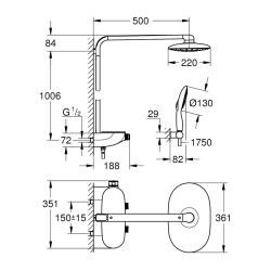 Grohe Rainshower System Smartcontrol Mono 360 Duvara Monte Termostatik Bataryalı Duş Sistemi - 26361000 - 2